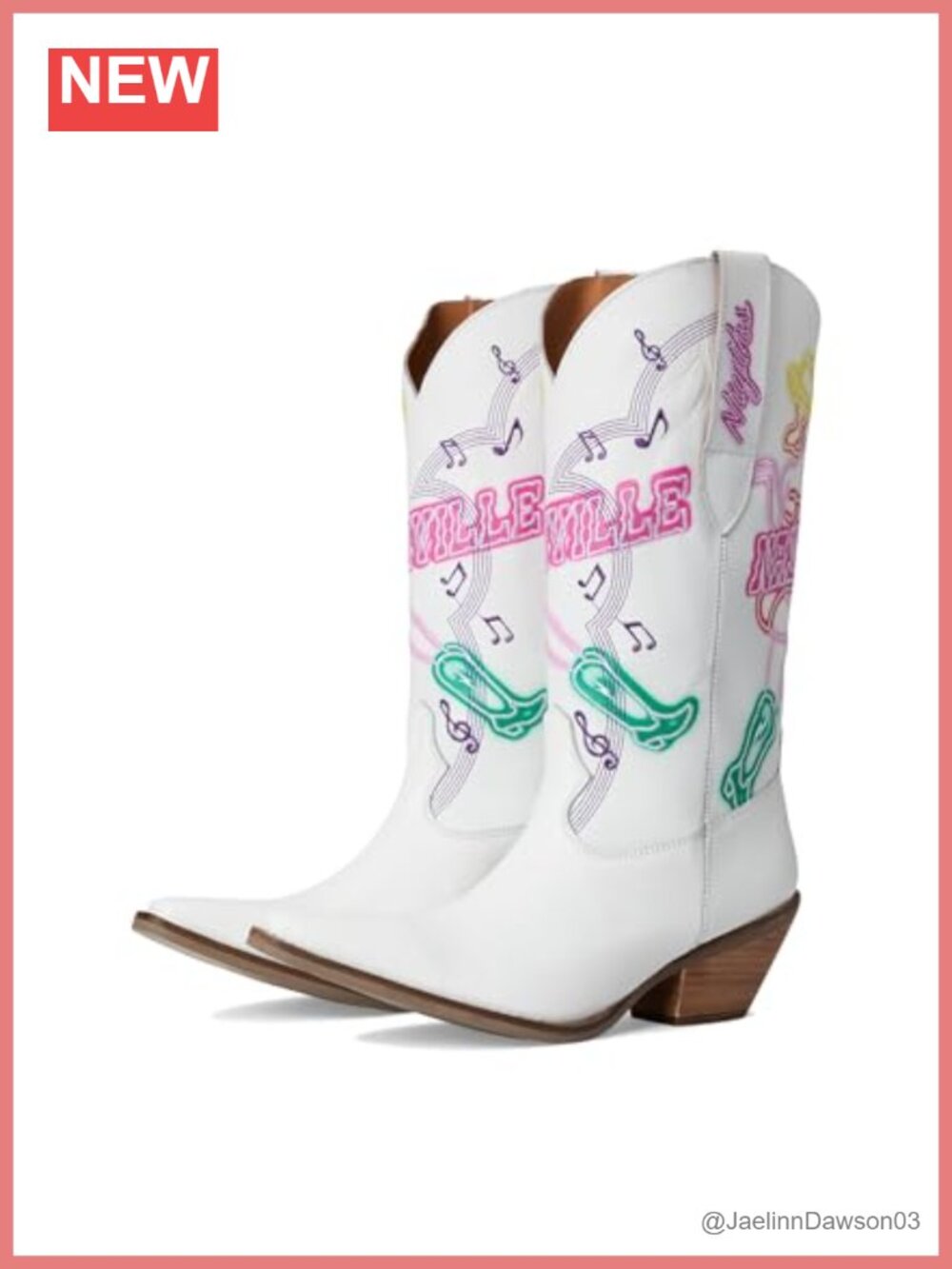 Dingo Embroidered Snip Toe Western Boots Mid Calf Pull-On Leather